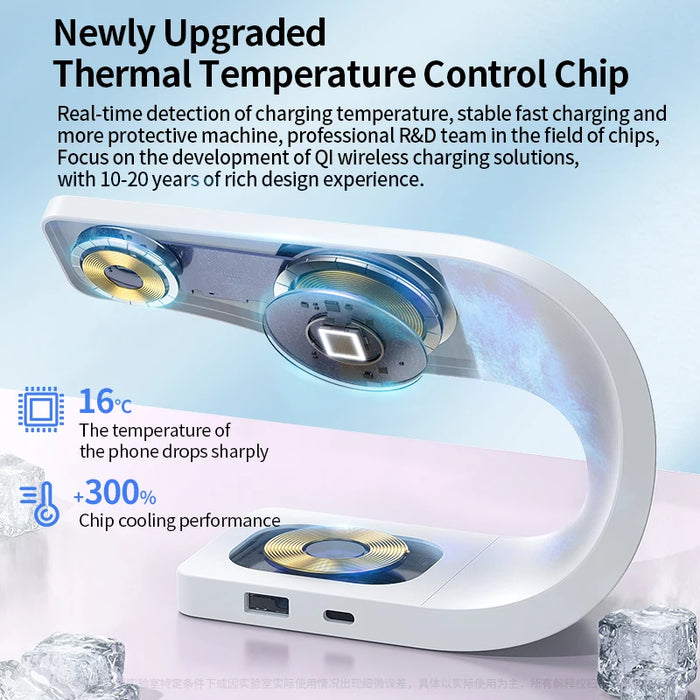 4-in-1 Magnetic 15W Metal Wireless Charging Station – Phone, Watch & Earbuds