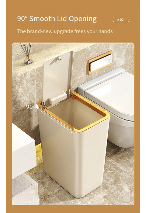 Slim Press-Top Pop-Up Bin — One-Touch Lid, Airtight Odour Lock, 10L