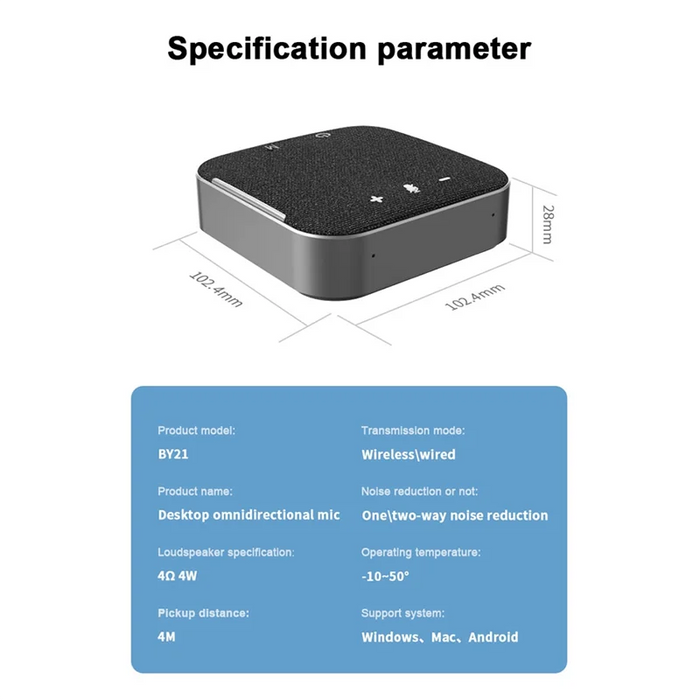 Y23A Wireless Conference Speakerphone — USB & Bluetooth 5.0 Omnidirectional Mic for PC/Laptop