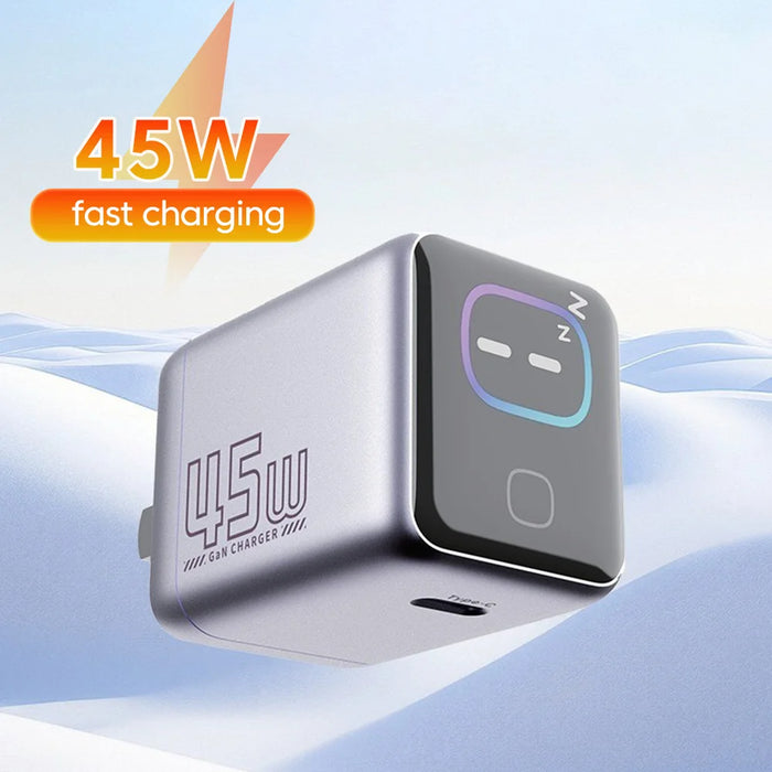 45W PD GaN USB‑C Charger with AI Touch Display — USB‑C PD for iPhone & Android (EU/UK/US)