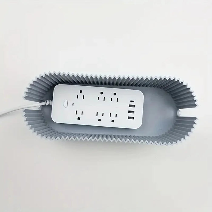 Large-Capacity Cable Management Box with Lid — Plastic Desktop Storage for Office & Home | Halloween & Christmas Gift | JY100 (Grey/Beige)