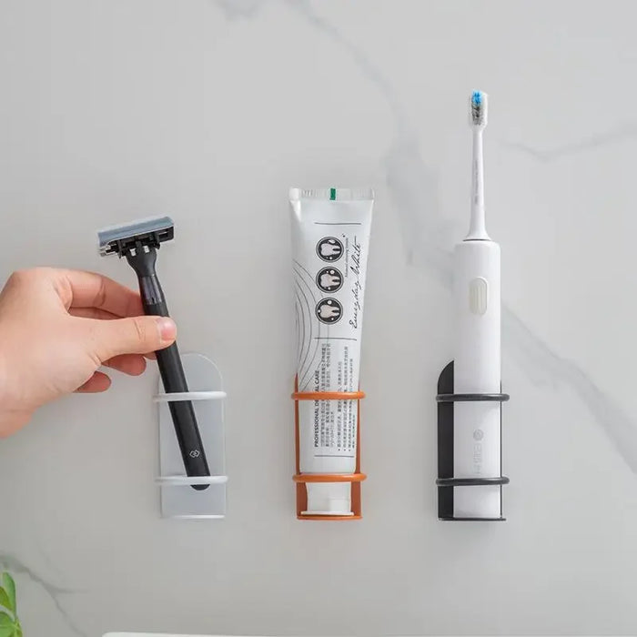 Punch-Free Wall-Mounted Toothbrush Holder — Wrought Iron, Compact Wall Storage