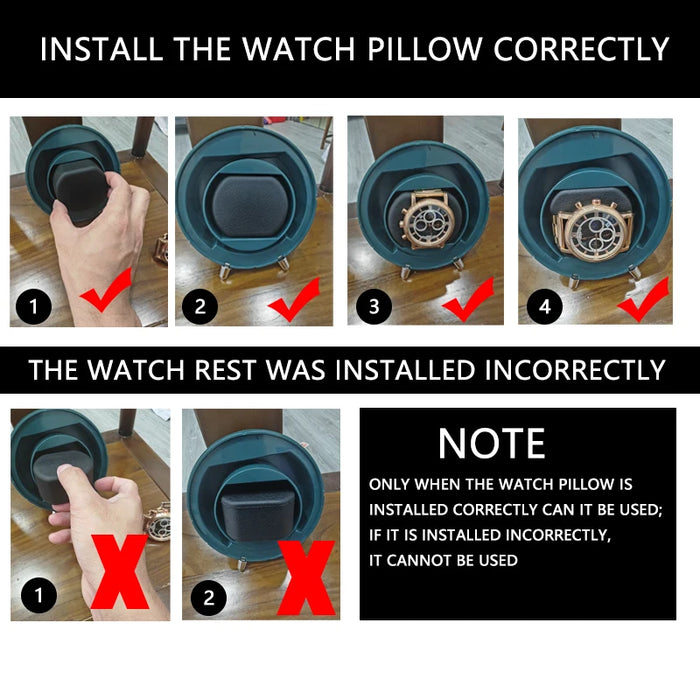 Single Watch Winder for Automatic Watches — USB or Battery, Mabuchi Mute Motor