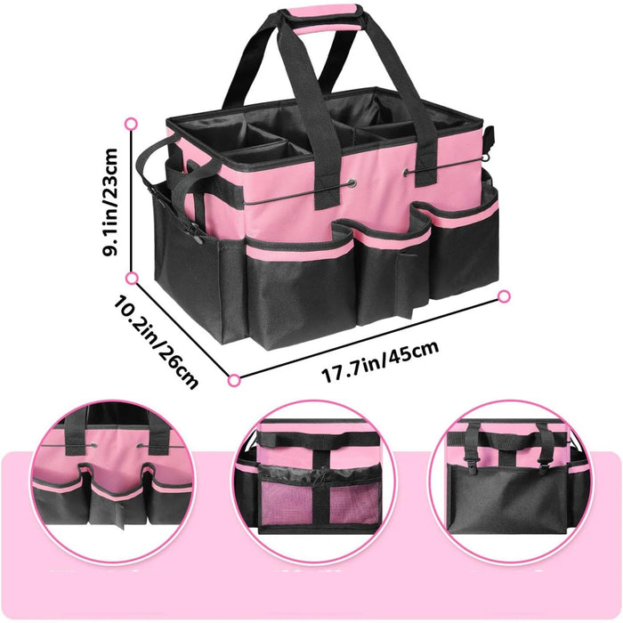 Large Cleaning Caddy Tote with Support Board & Multi-compartment Organiser