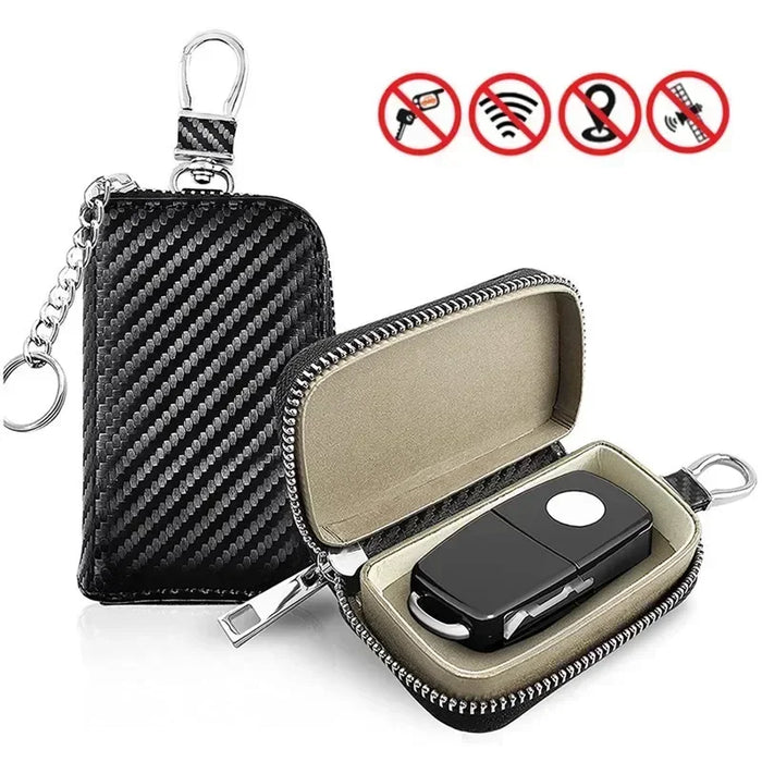 RFID Faraday Key Fob Pouch – PU Leather Signal Blocking Case