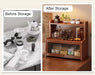 Bamboo 3-Tier Cup & Glass Organiser Shelf – Countertop Storage for Mugs & Small Spaces