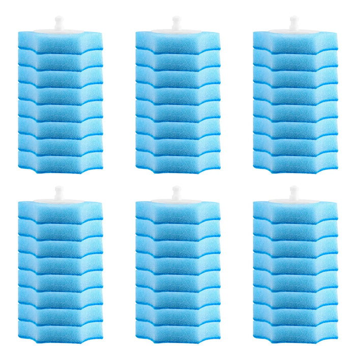 Flushable Toilet Brush Refills – 48 Disposable Sponge Heads (Blue)