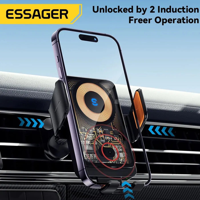15W Qi Wireless Car Phone Holder – Air Vent & Suction Mount, Fast Charge