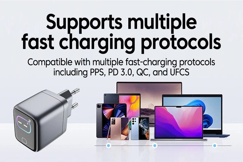 45W PD GaN USB‑C Charger with AI Touch Display — USB‑C PD for iPhone & Android (EU/UK/US)