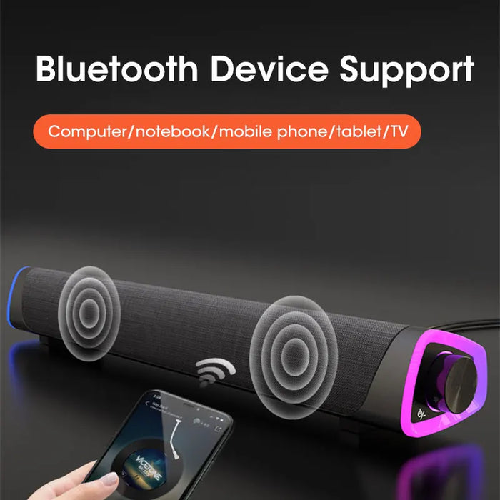 4D Stereo Sound Bar Speaker — Bluetooth 5.0, USB-Powered, AUX