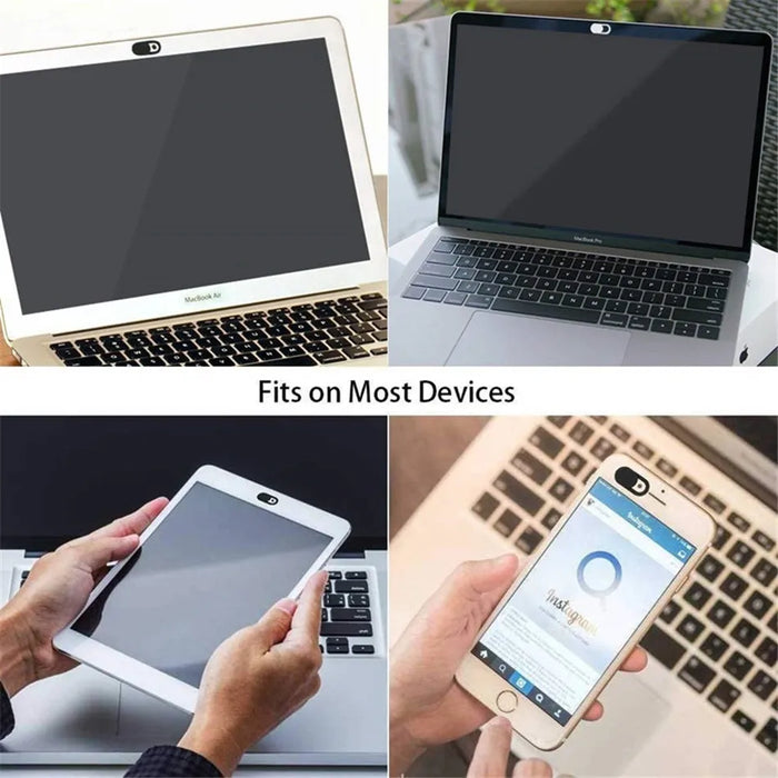 3‑Pack Black Ultra‑Thin Webcam Slide Covers for Phone, Laptop & Desktop Cameras
