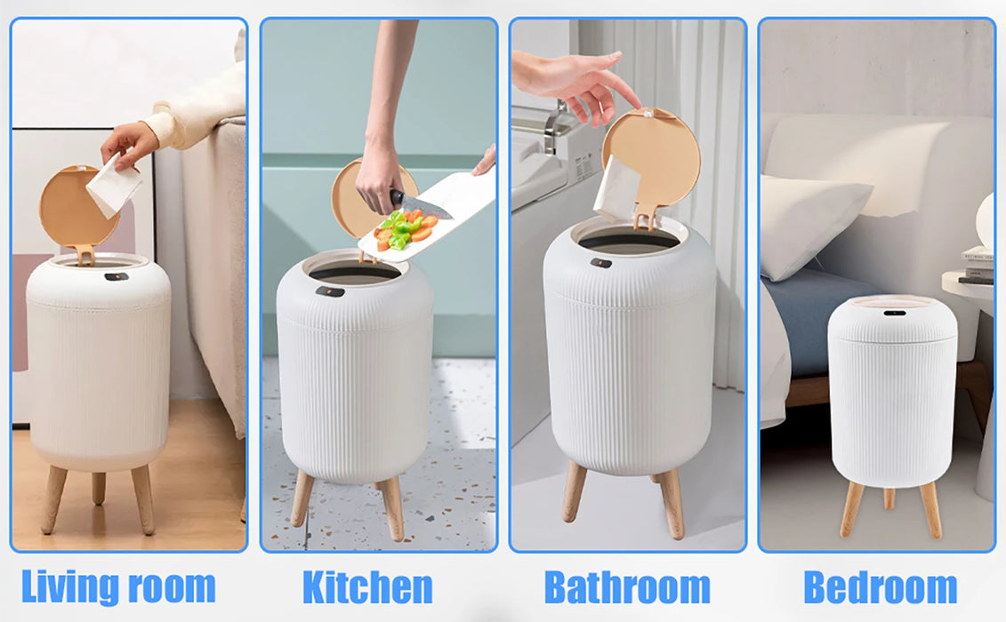 10L Motion Sensor Bin with Lid — Automatic Small Rubbish Bin for Kitchen & Bathroom