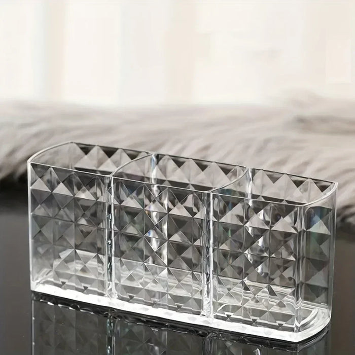 Clear Acrylic-Style Make-up Brush & Lipstick Organiser — Desk Cosmetic Holder