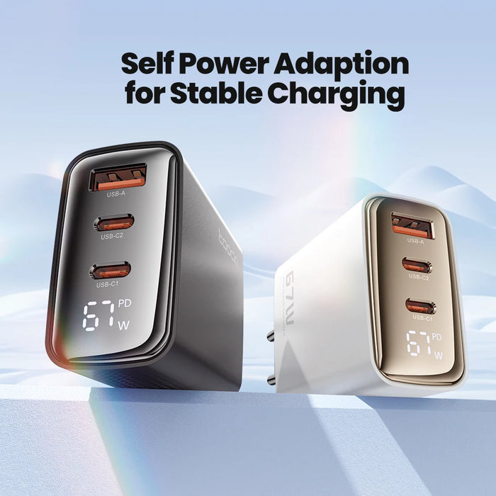 GaN USB‑C Fast Charger 33W / 40W / 67W (PD & QC) — Digital Display on 33W & 67W, EU & KR Plug