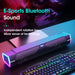 4D Bluetooth 5.0 Computer Soundbar — USB-Powered Stereo with RGB Lights