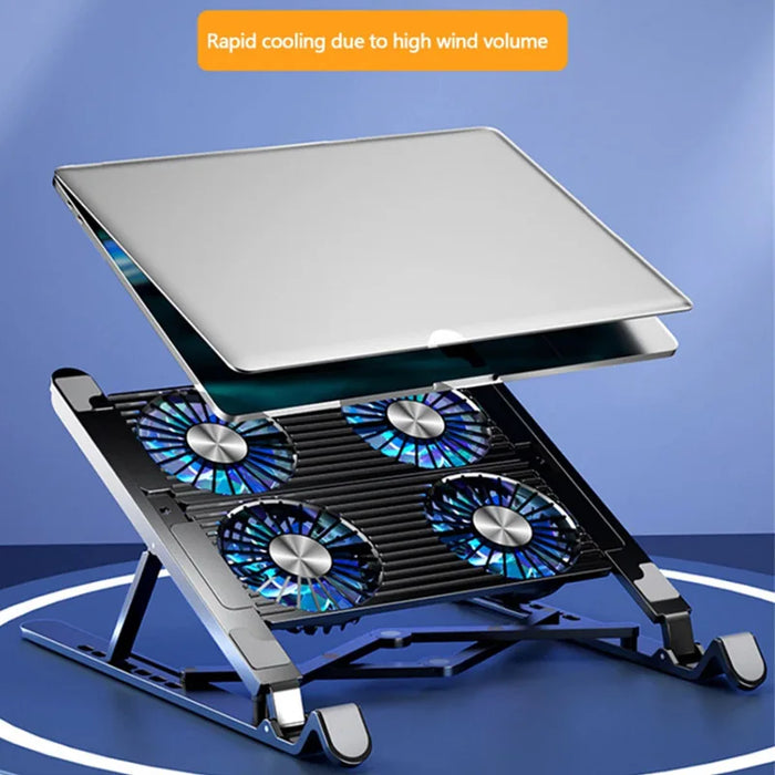 Foldable Laptop Cooling Pad — Adjustable Stand for 13–17.3-inch, 4 Fans