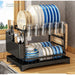 Stainless Steel 2-Tier Dish Rack — Fast-Drying & Stain-Free, Heavy-Duty Carbon Steel Frame