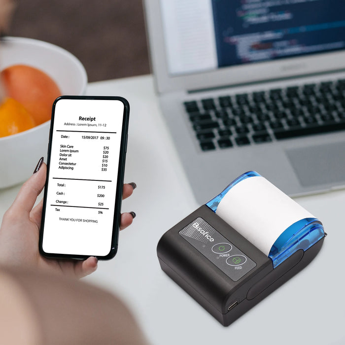 Portable Mini 2-inch Thermal Receipt Printer — Bluetooth & USB, 58mm for Restaurants & Retail
