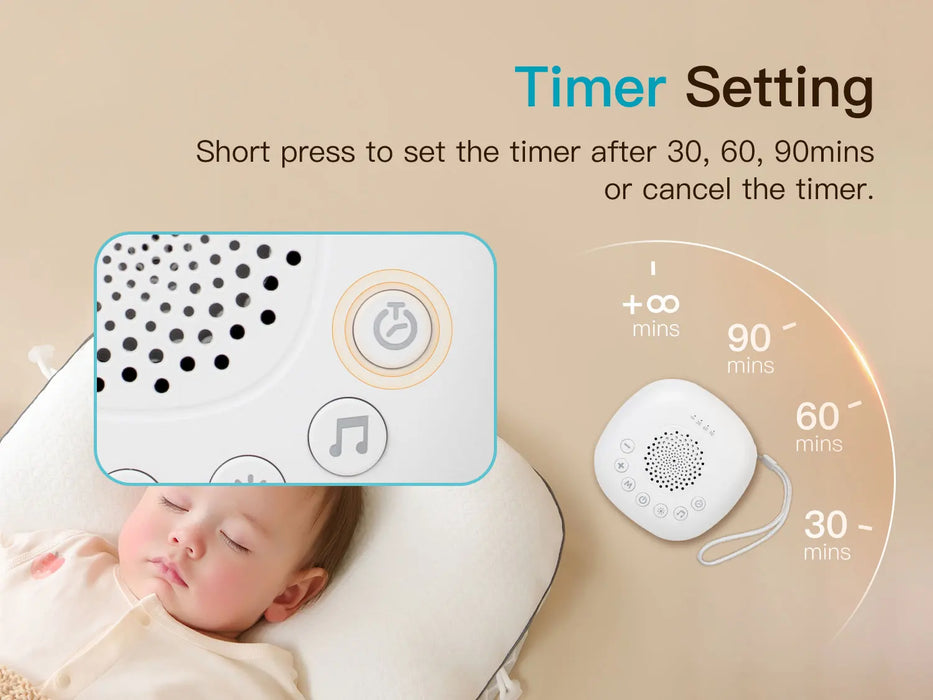 White Noise Sound Machine with 24 Soothing Sounds & Rechargeable Night Light — Sleep Aid for Babies, Kids & Adults