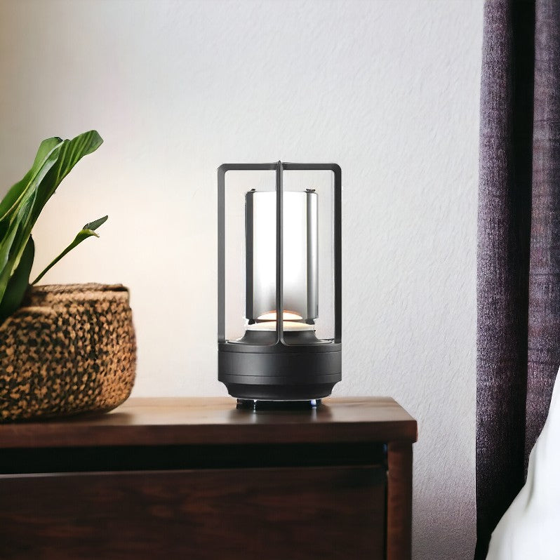 Lámpara de escritorio y mesa nórdica de metal inalámbrica moderna: inalámbrica, recargable, LED con control táctil y función de atenuación, adecuada para dormitorio, hogar, exterior: luz de noche ideal para uso en restaurantes y en el hogar