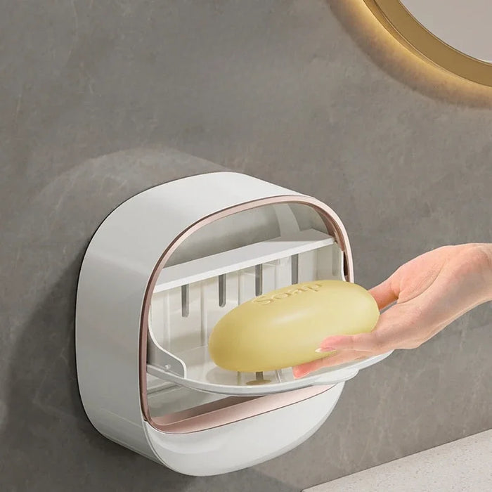 Waterproof Soap Dish – Non-slip, Leak-proof Shower & Sink Soap Holder (Plastic, L)