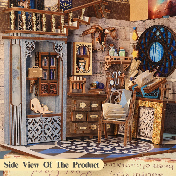 Book Nook Miniature Dollhouse Kit with Touch Light & Dust Cover — Nebula Common Room