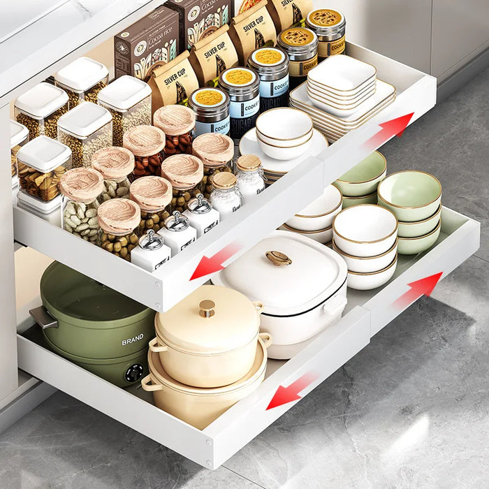 Punch-Free Retractable Pull-Out Storage Basket — 32–52cm Adjustable