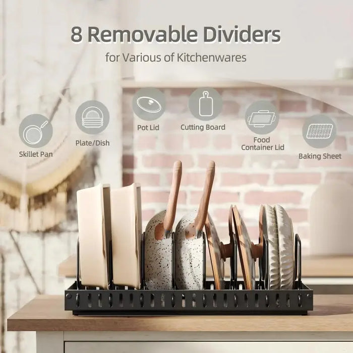 Kitchen Pull-Out Organiser — Pots, Lids, Spices & Drying Rack (Adjustable)