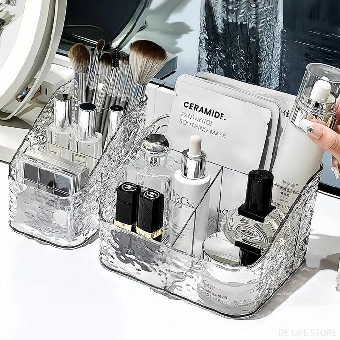Clear Cosmetic Storage Box – Vanity Makeup & Skincare Organiser (3 / 4 / 5 Grid)