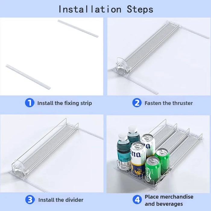 Automatic Soda Can Dispenser — Transparent Slide-Rail Fridge Rack