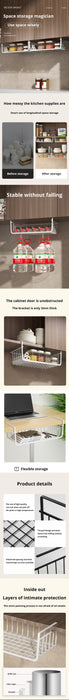 Large Capacity Hanging Under-Cabinet Metal Storage Basket – Single Tier, White or Black