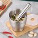 Stainless Steel Garlic Crusher with Covered Bowl — Manual Grinder for Garlic, Herbs & Spices