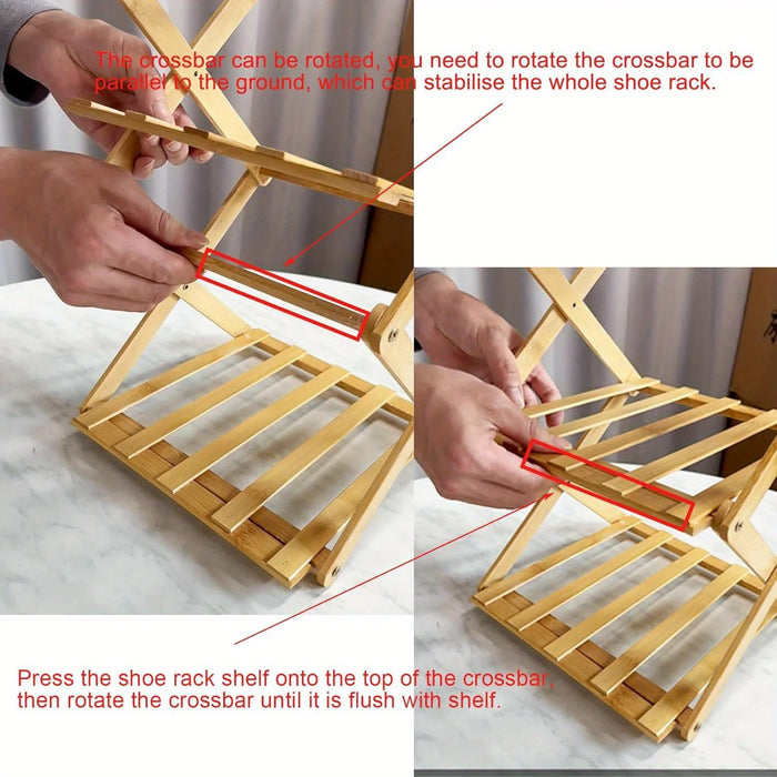Bamboo Foldable Shoe Rack — Narrow Freestanding Shelf, 4/5/6-Tier for Hallway & Bedroom