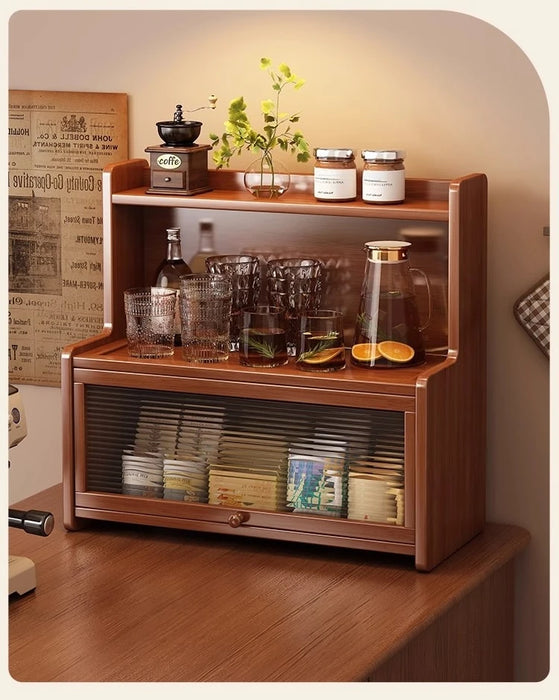 Bamboo 3-Tier Cup & Glass Organiser Shelf – Countertop Storage for Mugs & Small Spaces