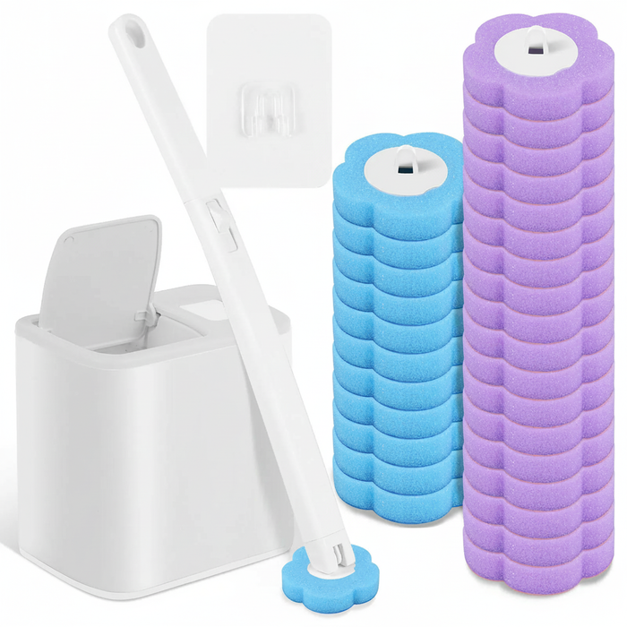 Disposable Toilet Brush Kit — Long Handle & Wall‑Mount Holder