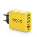 65W 6-Port USB PD Charger – 2x USB‑C PD + 4x USB Fast Wall Charger (EU/US)