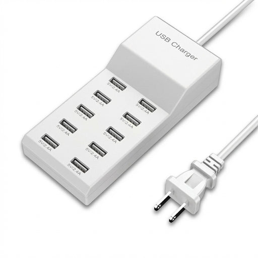 10‑Port 50W USB Charging Station – Multi‑Device Fast Charger with LCD (EU/UK/US plugs)