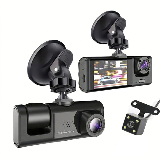 Dash Cam — 2 or 3 Camera 1080P DVR with IR Night Vision, Loop Recording & 2" IPS Screen