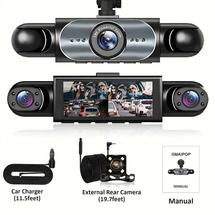 4‑Channel Dash Cam with 170° Front Lens, Night Vision & 24/7 Parking Monitor
