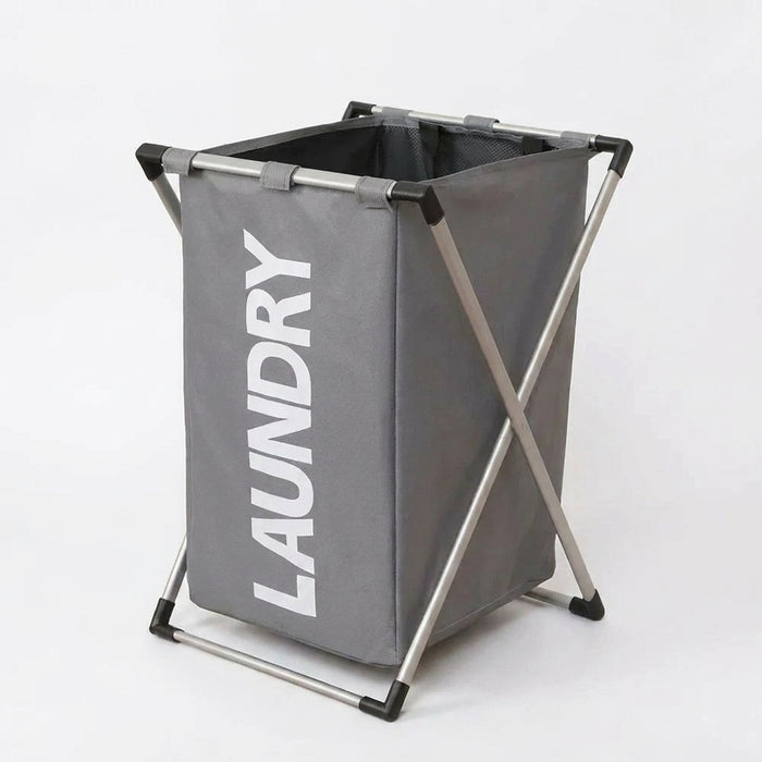 Foldable Laundry Basket with Aluminium Frame & 600D Oxford Fabric — 3‑Grid Large Capacity