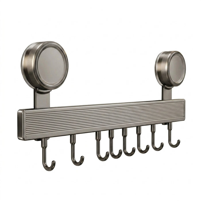 No-Punching Kitchen Rail with Hooks — Space Aluminium, Electroplated (30/40/50cm)