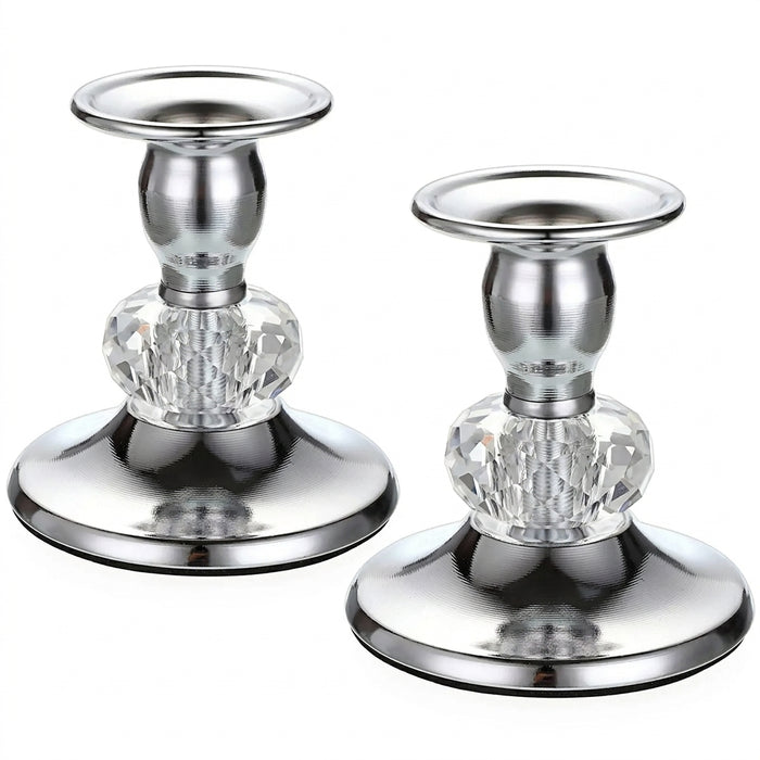Pair of Gold Metal Taper Candle Holders — Vintage Brass Finish, 8.5 cm