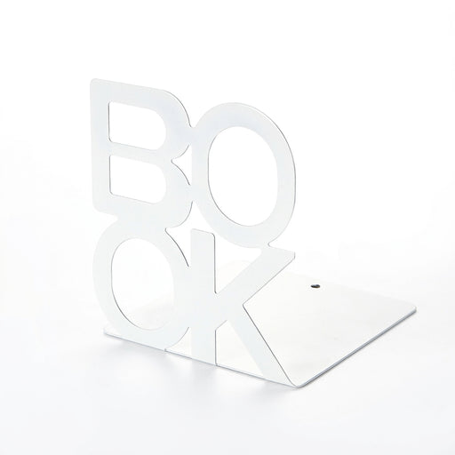 Metal L-Shaped Bookend — Non-Slip Book Support for Home, Office & Library (White/Black)