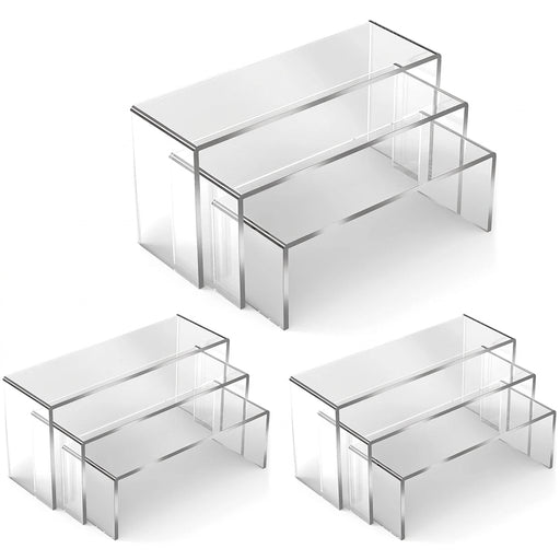 Acrylic Display Stands — 3/6/9/12 Pack Clear Mini Organisers for Perfume, Dolls & Jewellery