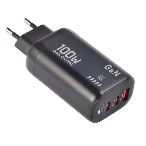 100W GaN USB‑C PD Charger with QC 3.0 — 2x Type‑C + USB‑A, Fast Charge for iPhone 15/16/17 Pro Max, iPad, Samsung & Xiaomi
