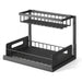Under-sink Pull-out Metal Organiser — Sliding Storage Shelf for Kitchen (Black/White)