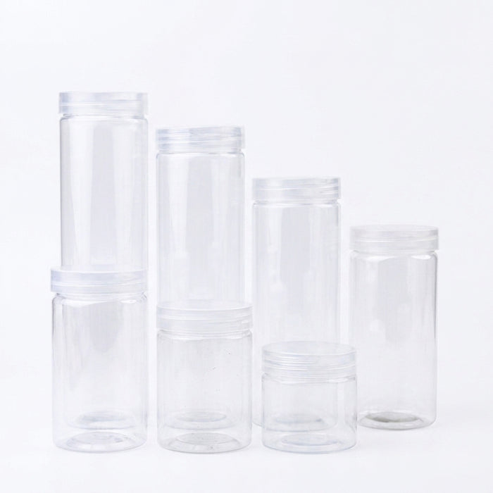 30 Clear Food-Grade PET Storage Jars with Lids – Assorted Sizes