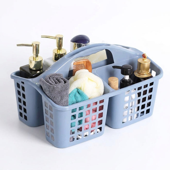 Portable Plastic Shower Caddy with Handle — Divided Storage Basket 30×20×13cm