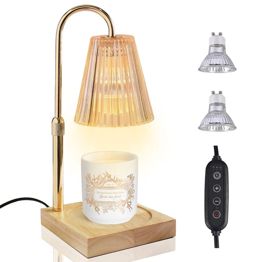 Dimmable Candle Warmer Lamp with Adjustable Height and Wooden Base