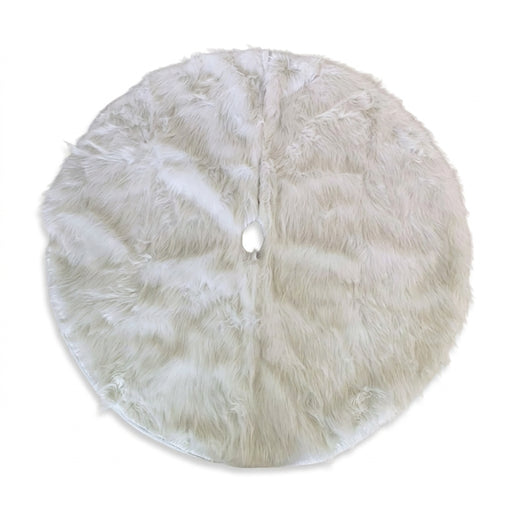 90cm Snow-White Faux Fur Christmas Tree Skirt